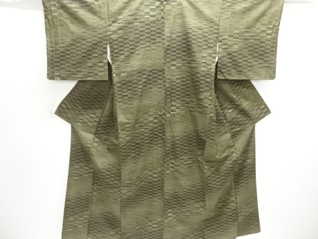 JAPANESE KIMONO / TSUMUGI / WOVEN ABSTRACT CHECKERED